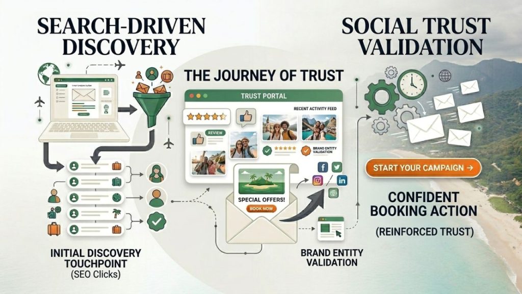 search to social trust travel brand ourney